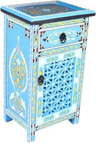 img 4 attached to 🔵 Arabian Style Handpainted Moroccan Nightstand Table in Blue