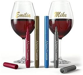 img 1 attached to 🍷 Name It Marker: Metallic Wine Glass Pens, Food Grade Ink in Fun Colors! Personalize Your Drinks Like Wine Charms - Set of 8