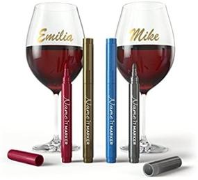 img 2 attached to 🍷 Name It Marker: Metallic Wine Glass Pens, Food Grade Ink in Fun Colors! Personalize Your Drinks Like Wine Charms - Set of 8