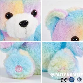 img 1 attached to 🌈 Glow Guards 8'' Musical Light up Rainbow Plush Teddy Bear: LED Stuffed Animal Bed Pillow for Kids