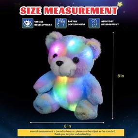 img 3 attached to 🌈 Glow Guards 8'' Musical Light up Rainbow Plush Teddy Bear: LED Stuffed Animal Bed Pillow for Kids