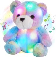 🌈 glow guards 8'' musical light up rainbow plush teddy bear: led stuffed animal bed pillow for kids logo