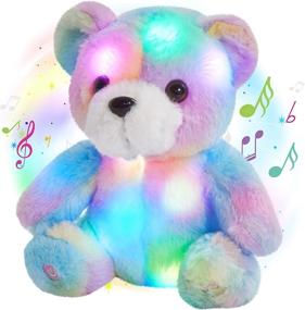 img 4 attached to 🌈 Glow Guards 8'' Musical Light up Rainbow Plush Teddy Bear: LED Stuffed Animal Bed Pillow for Kids