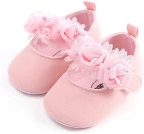 img 3 attached to 🌸 ENERCAKE Soft Sole Floral Infant Mary Jane Flats - Baby Girl Shoes for Baptism Dresses