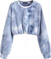 👕 zaful tie dye graphic crop top sweatshirt with long sleeves and crew neck for women logo