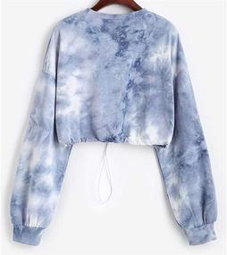 img 3 attached to 👕 ZAFUL Tie Dye Graphic Crop Top Sweatshirt with Long Sleeves and Crew Neck for Women