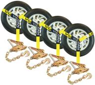 🚗 vulcan car tie downs - lasso style with chain anchors - 2 inch x 96 inch, 4 pack - classic yellow - 3,300 pound safe working load - enhanced seo logo