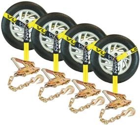 img 4 attached to 🚗 VULCAN Car Tie Downs - Lasso Style with Chain Anchors - 2 Inch x 96 Inch, 4 Pack - Classic Yellow - 3,300 Pound Safe Working Load - Enhanced SEO