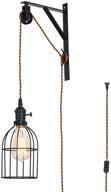 seeblen industrial vintage design farmhouse wall mount pulley pendant lamp with 15-foot brown plug and switch - 1 pack логотип