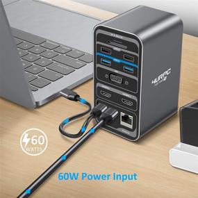 img 1 attached to 🔌 15-in-1 USB C Dual Monitor Docking Station with HDMI, VGA, 6 USB Ports, 60W USB C Charging, SD TF Slot, RJ45, Audio/Mic - USB C Windows Docking Station with Dual HDMI
