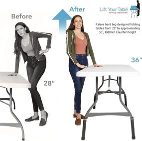 img 1 attached to Lift Your Table Leg Extensions: Boost Your Wishbone/Bent 🪑 Leg Folding Table to Counter Height with Hard Foot Support