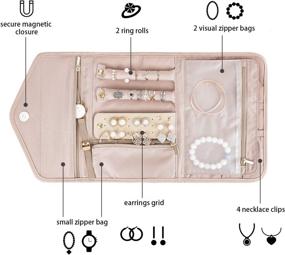 img 2 attached to BAGSMART Travel Jewelry Organizer Roll - Foldable Case for Rings, Necklaces, Bracelets, Earrings - Soft Pink - Ideal for Journeys