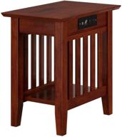 🪑 stylish and functional atlantic furniture mission chair side table with charging station in walnut logo