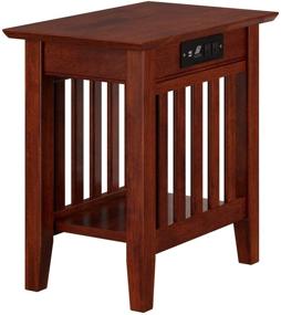 img 2 attached to 🪑 Stylish and Functional Atlantic Furniture Mission Chair Side Table with Charging Station in Walnut