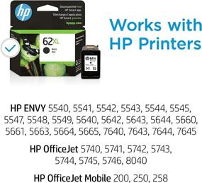 img 3 attached to 🖨️ HP 62XL Black High-yield Ink for ENVY 5540, 5640, 5660, 7640 & OfficeJet 5740, 8040 Series, OfficeJet Mobile 200, 250 Series | Eligible for Instant Ink | C2P05AN