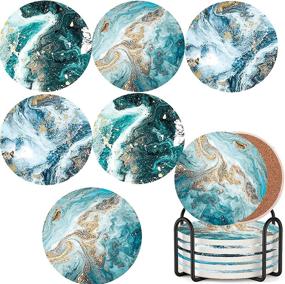 img 4 attached to 🍽️ Ceramic Coasters for Housewarming and Food Service: Absorbent Supplies