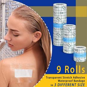 img 1 attached to 💦 Waterproof Transparent Film Dressing Bandages – Shower Shield Tape for Tattoos | 9 Rolls, 3 Sizes