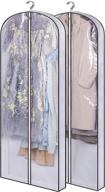 👗 sleeping lamb 60'' gusseted garment bags: clear dress storage for long gowns, coats, sweaters - hanging clothes organizer - 2 packs логотип