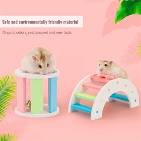 img 2 attached to 🐹 Premium NC Dwarf Hamster Houses and Hideouts - DIY Wooden Gerbil Rainbow Bridge Swing and PVC Seesaw: Pet Sport Exercise Toys Set, Ideal Sugar Glider Syrian Hamster Toy Cage Accessories for Small Animals