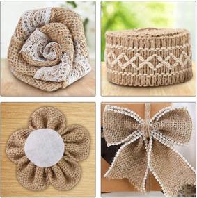 img 1 attached to 🌸 Set of 16 Natural Burlap Flowers: 12 Handmade Lace Burlap Flowers and Bowknots + 4 Rolls of Burlap Ribbon for Christmas, Birthday Party, Wedding, Home Embellishment, DIY Crafts