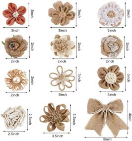 img 2 attached to 🌸 Set of 16 Natural Burlap Flowers: 12 Handmade Lace Burlap Flowers and Bowknots + 4 Rolls of Burlap Ribbon for Christmas, Birthday Party, Wedding, Home Embellishment, DIY Crafts