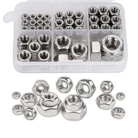 img 1 attached to 95PCS TWCC Locking Nuts Set - Stainless Steel Hex Hardware Locknuts Assortment Kit for Bolts, Metric Nut - M3 M4 M5 M6 M8 M10