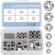 95pcs twcc locking nuts set - stainless steel hex hardware locknuts assortment kit for bolts, metric nut - m3 m4 m5 m6 m8 m10 logo