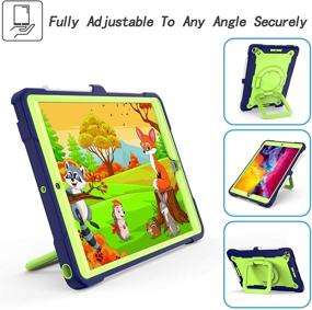 img 2 attached to 📱 iPad Case 9th Generation SIBEITU - Shockproof, Rugged Protection Cover with Pencil Holder, 360 Rotating Stand & Handle - Green