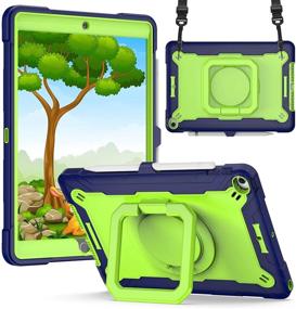 img 4 attached to 📱 iPad Case 9th Generation SIBEITU - Shockproof, Rugged Protection Cover with Pencil Holder, 360 Rotating Stand & Handle - Green