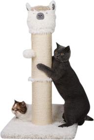 img 4 attached to 🐱 PetnPurr Alpaca Cat Scratching Post: 32.5” Tall with Dangling Ball, Ideal for Large, Multiple Cats - Promotes Vertical Stretching, Play, and Lounging