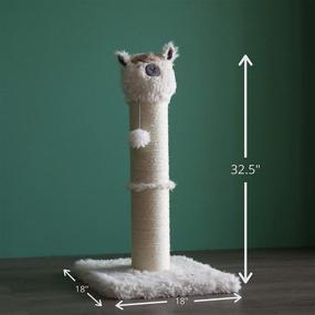 img 3 attached to 🐱 PetnPurr Alpaca Cat Scratching Post: 32.5” Tall with Dangling Ball, Ideal for Large, Multiple Cats - Promotes Vertical Stretching, Play, and Lounging