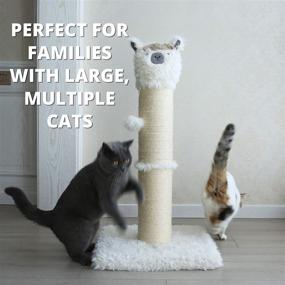 img 2 attached to 🐱 PetnPurr Alpaca Cat Scratching Post: 32.5” Tall with Dangling Ball, Ideal for Large, Multiple Cats - Promotes Vertical Stretching, Play, and Lounging