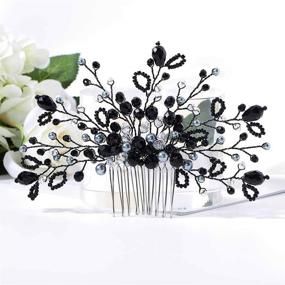 img 3 attached to 💎 Black Crystal and Pearl Bridal Wedding Hair Combs - Elegant Headpieces and Hair Accessories for Women and Girls