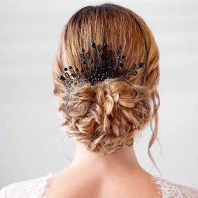 img 2 attached to 💎 Black Crystal and Pearl Bridal Wedding Hair Combs - Elegant Headpieces and Hair Accessories for Women and Girls