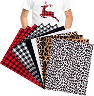 🎄 christmas buffalo plaid heat transfer vinyl set: 12 sheets of 12 x 10 inch print plaid iron on vinyl - diy clothes, t-shirts, hats, coats, helmet, socks, bags - htv leopard black white vinyl logo