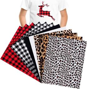 img 4 attached to 🎄 Christmas Buffalo Plaid Heat Transfer Vinyl Set: 12 Sheets of 12 x 10 Inch Print Plaid Iron on Vinyl - DIY Clothes, T-Shirts, Hats, Coats, Helmet, Socks, Bags - HTV Leopard Black White Vinyl