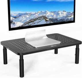 img 4 attached to 🖥️ WALI Monitor Stand Riser for Computer, Laptop, Printer, Notebook – Vented Metal Platform, Height Adjustable Storage – 1 Pack, Black