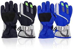 img 4 attached to 🧤 Waterproof and Warm Adjustable Winter Gloves for Kids - ORVINNER 2 Pairs of Toddler Girls Boys Snow Gloves, Ideal for Skiing and Snow Activities