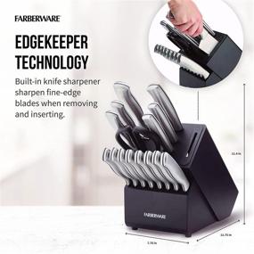 img 3 attached to 🔪 Farberware Edgekeeper 16-Piece Stainless Steel Knife Set with Built-In Sharpener - Black