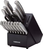 🔪 farberware edgekeeper 16-piece stainless steel knife set with built-in sharpener - black logo