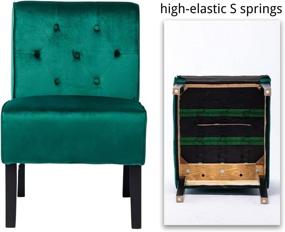 img 1 attached to 🪑 Green Velvet Accent Chair - Armless Leisure Side Chair, Decorative Slipper Chair for Living Room, Bedroom, Office, Reading Nook