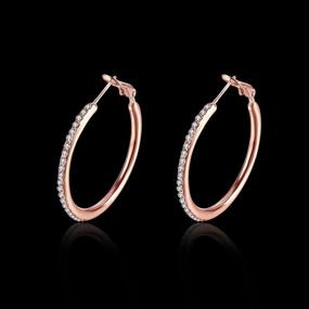 img 3 attached to 💎 Stylish Mishow 35mm Stainless Steel Cubic Zirconia Hoop Earrings for Women: Silver, Gold, and Rose Gold Tone Options!