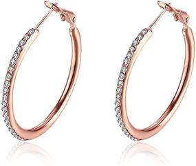 img 4 attached to 💎 Stylish Mishow 35mm Stainless Steel Cubic Zirconia Hoop Earrings for Women: Silver, Gold, and Rose Gold Tone Options!