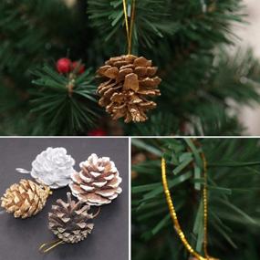 img 1 attached to Natural Pinecones Ornaments Pack - 24 Pieces of DanziX Pine Cones with 4 Artificial Pine Twig Leaves | Ideal for Crafting, Holiday & Christmas Decorations at Home