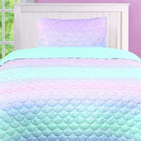 img 2 attached to Tadpoles Mermaid Pattern Quilt Set for Girls - Twin Size, Iridescent Metallic (MERMETQLTT)