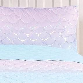 img 1 attached to Tadpoles Mermaid Pattern Quilt Set for Girls - Twin Size, Iridescent Metallic (MERMETQLTT)