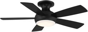 img 4 attached to Odyssey Indoor/Outdoor 44in Smart Flush Mount Ceiling Fan - Matte Black with LED Light Kit & Remote Control