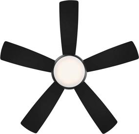 img 1 attached to Odyssey Indoor/Outdoor 44in Smart Flush Mount Ceiling Fan - Matte Black with LED Light Kit & Remote Control