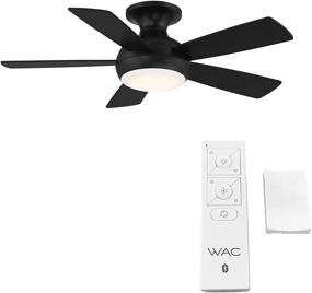 img 3 attached to Odyssey Indoor/Outdoor 44in Smart Flush Mount Ceiling Fan - Matte Black with LED Light Kit & Remote Control