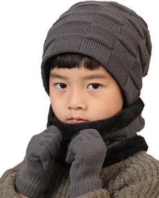 img 4 attached to 🧣 T WILKER 3Pcs Winter Hats Neck Warmer Scarf and Touch Screen Gloves Set: Ideal Accessories for Kids in Cold Weather